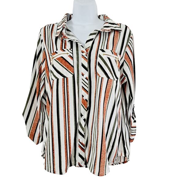 Eden & Olivia Striped Button Up Top - Picture 1 of 8